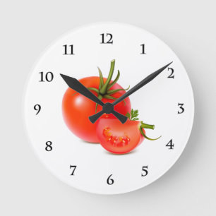 Red Green Tomato Food Art Runde Wanduhr