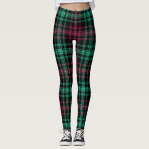 Red Green Trendy Kariert Women's Leggings