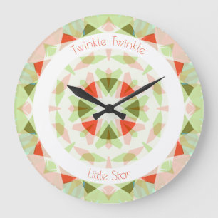 Red Green Twinkle Little Star Baby Girl Kinderzimm Große Wanduhr