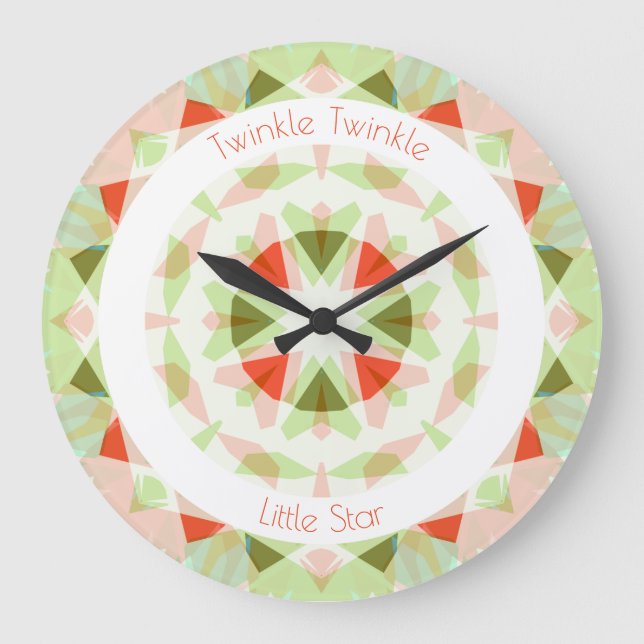 Red Green Twinkle Little Star Baby Girl Kinderzimm Große Wanduhr (Vorderseite)