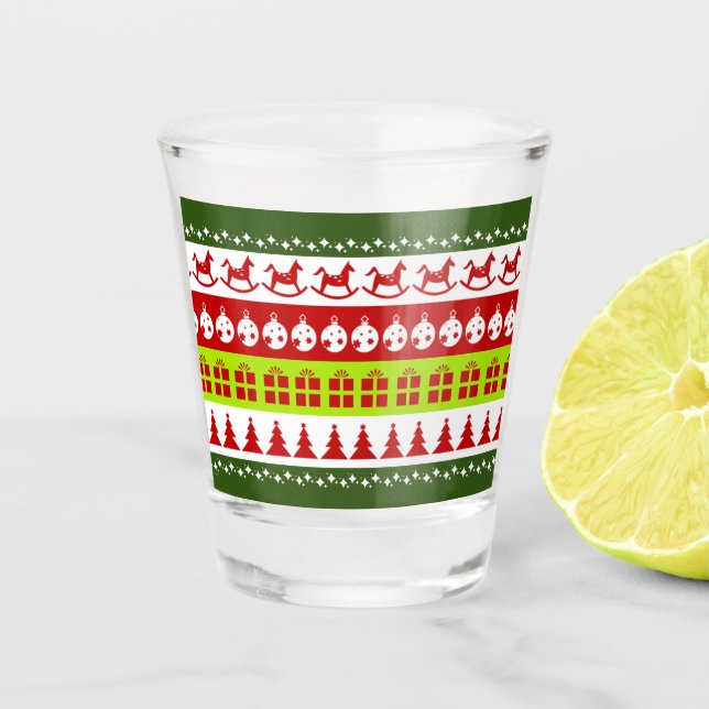 Red Green Ugge Weihnachts Sweater Festive Clipart Schnapsglas (Vorderseite)