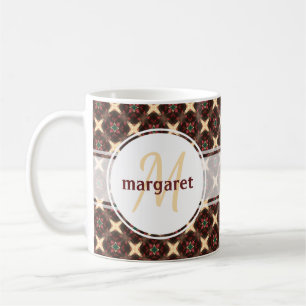 Red Green und Gold Monogram Tasse