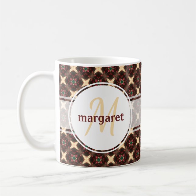 Red Green und Gold Monogram Tasse (Links)