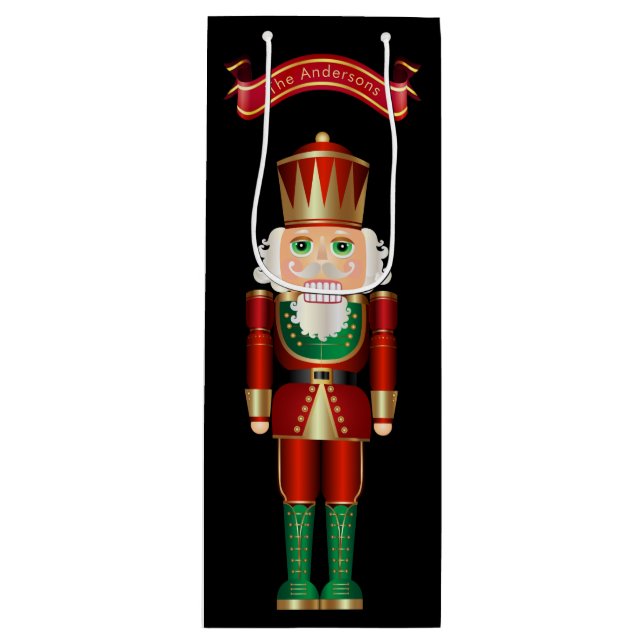 Red Green und Gold Nutcracker  Geschenktüte Für Weinflaschen (Vorderseite)