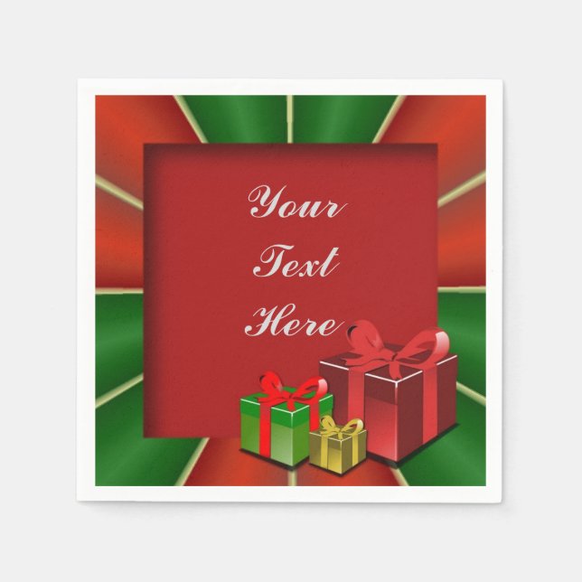 Red Green und Gold Weihnachtsboxen Napkins Serviette (Vorderseite)