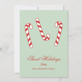 Red, Green und White Candy Cane Weihnachtsmuster Feiertagskarte