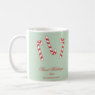 Red, Green und White Candy Cane Weihnachtsmuster Kaffeetasse