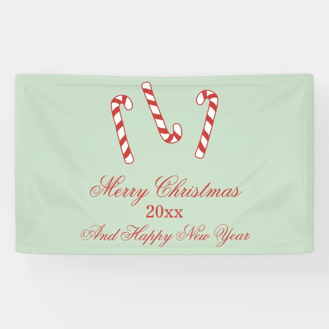 Red, Green und White Candy Canes Weihnachten Banner (Horizontal)