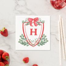 Red Green Wappen Monogram Napkin