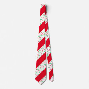 Red & Green Watercolor Candy Cane Streifenmuster Krawatte
