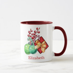 Red Green Watercolor Weihnachtsgeschenk Kaffee Tas Tasse