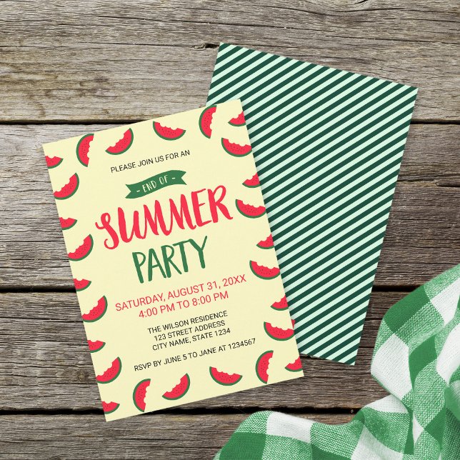 Red Green Watermelon Ende Sommer Party Einladung (Von Creator hochgeladen)