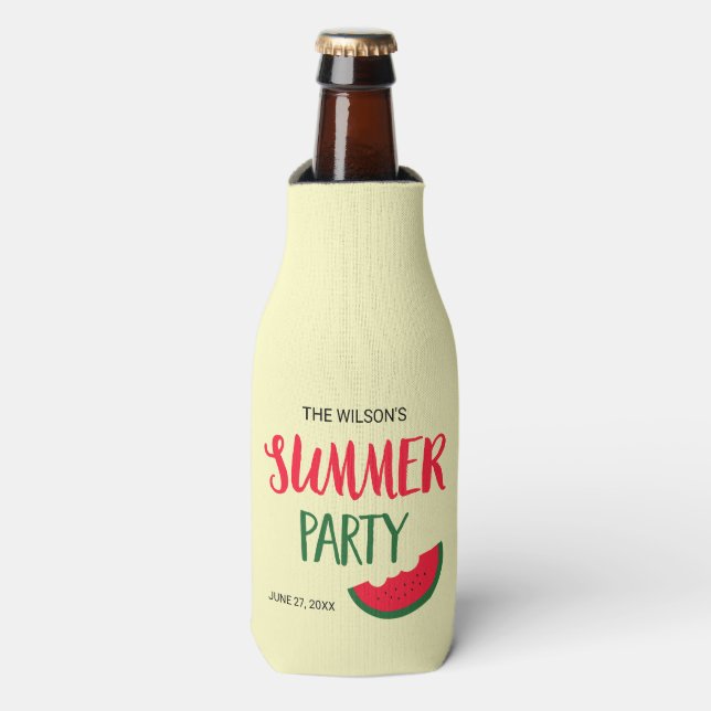 Red Green Watermelon Summer Party Flasche Cooler Flaschenkühler (Flaschenvorderseite)
