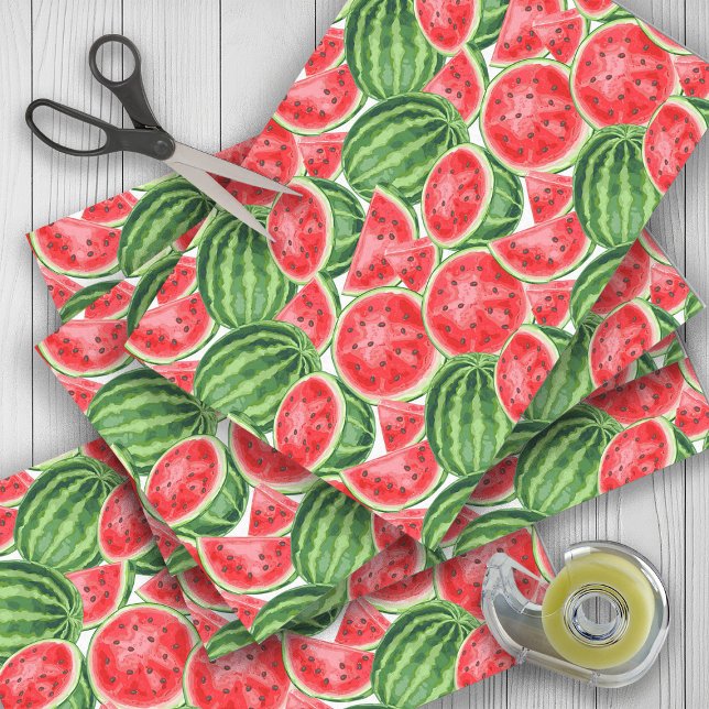 Red Green Watermelon Summer Picnic Seidenpapier (Watermelon gift wrapping tissue paper)