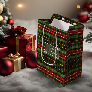 Red-Green Weihnachten Karierte Geschenktasche Mittlere Geschenktüte
