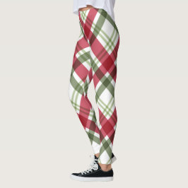 Red Green White Christmas Kariert Leggings