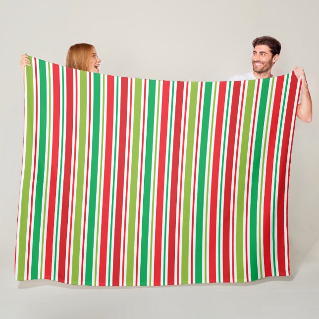 RED GREEN WHITE CHRISTMAS STRIPES FLEECEDECKE (Beispiel)