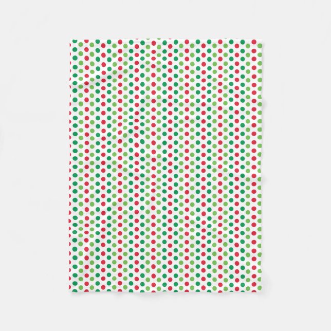 Red Green White Dot Christmas Fleecedecke (Vorderseite)