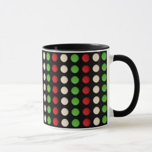Red Green White Dot Muster Tasse