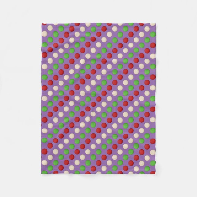 Red Green White Dots Fleecedecke (Vorderseite)
