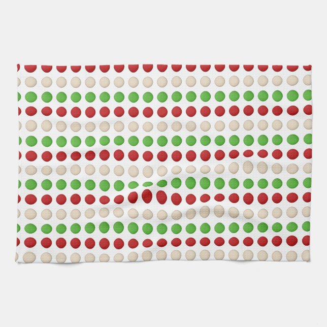 Red Green White Dots Handtuch (Horizontal)