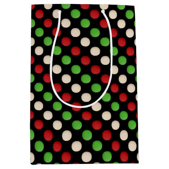 Red Green White Dots Mittlere Geschenktüte (Vorderseite)