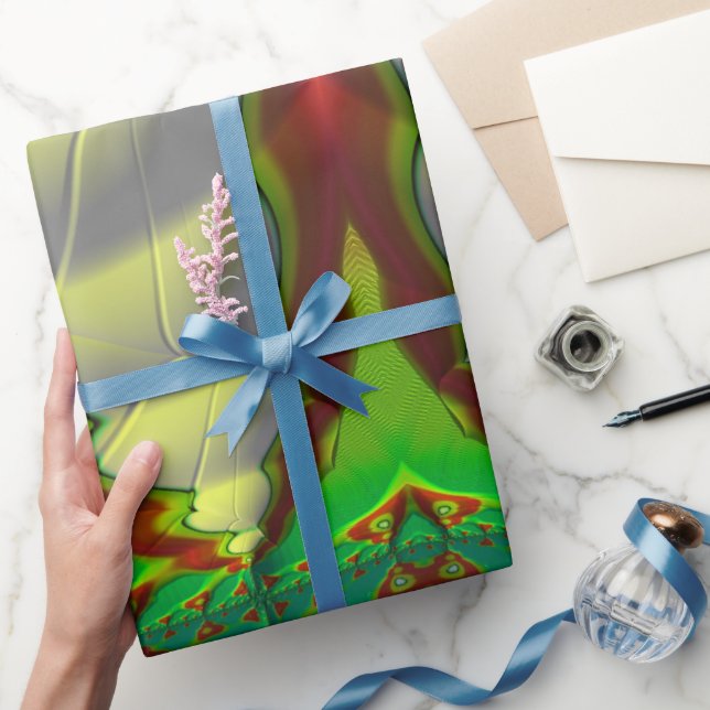 ~ Red Green White Fraktal ~ Christmas Geschenkpapier (Schenken)