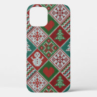 Red Green White Imitats Strick Weihnachtsmuster