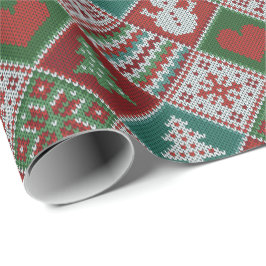 Red Green White Imitats Strick Weihnachtsmuster Geschenkpapier