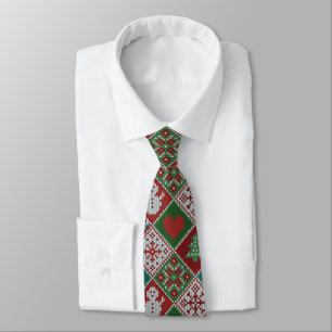 Red Green White Imitats Strick Weihnachtsmuster Krawatte