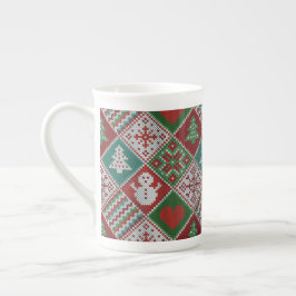 Red Green White Imitats Strick Weihnachtsmuster Prozellantasse