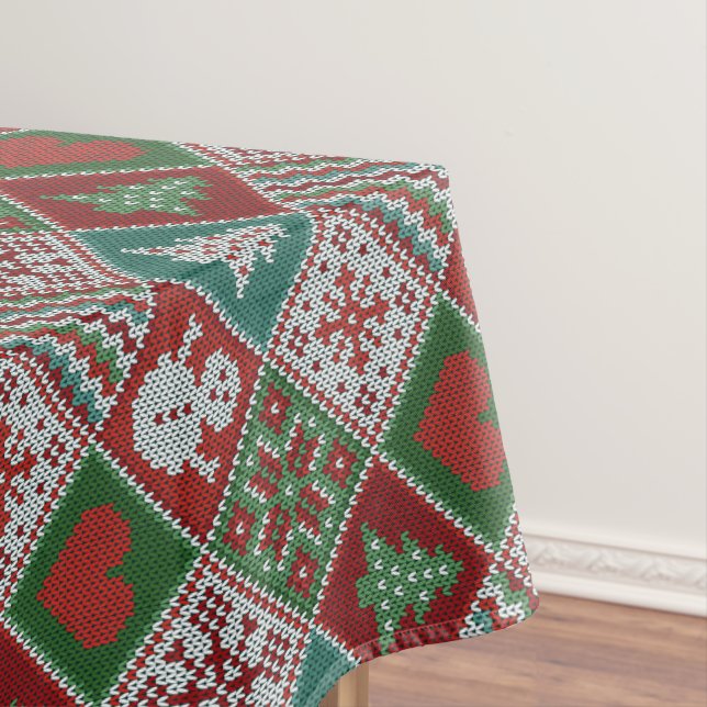 Red Green White Imitats Strick Weihnachtsmuster Tischdecke (Beispiel)