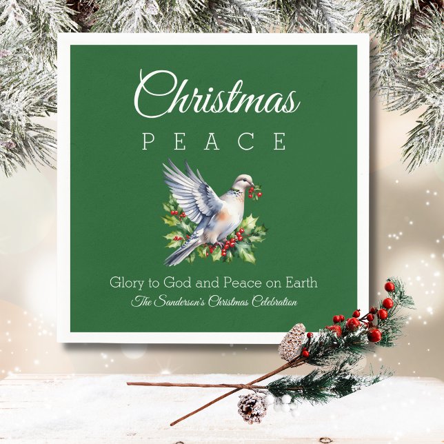 Red Green White Peace Dove Christian Christmas Serviette (Von Creator hochgeladen)