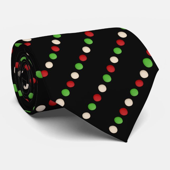Red Green White Polka Dot Krawatte (Gerollt)