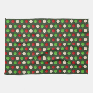 Red Green White Polka Dot Pattern Geschirrtuch