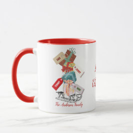 Red Green White Sledge Familie Name Frohe Weihnach Tasse