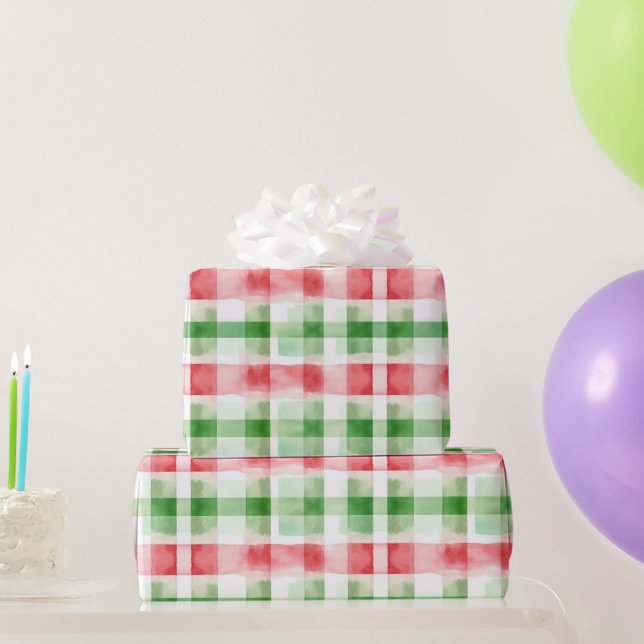 Red Green White Stripes Birthday Geschenkpapier (Partygeschenke)