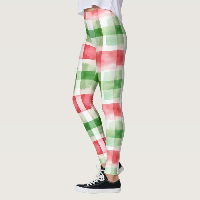 Red Green White Stripes Leggings (Links)