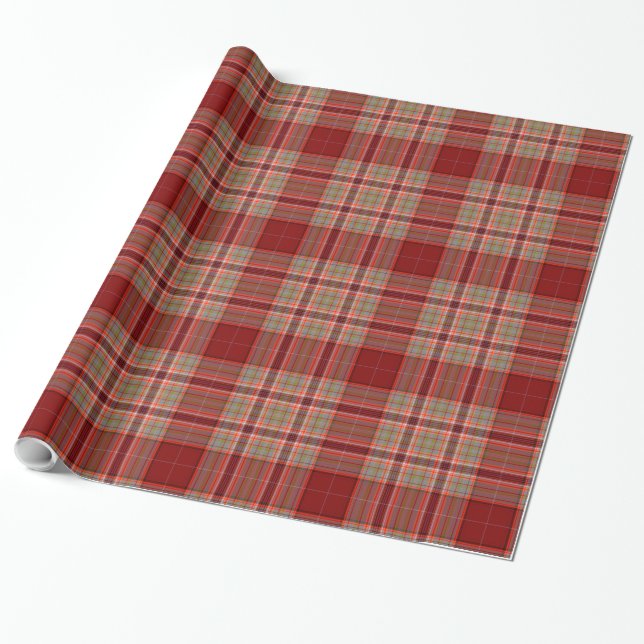 Red Green White Tartan Kariert Geschenkpapier (Ungerollt)
