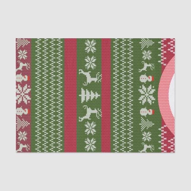 Red Green Winter Weihnachtsfeiertag Sweater Custom Seidenpapier (Vorderseite)