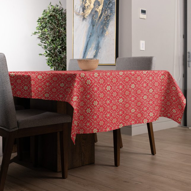 Red Green Winter Weihnachtsmuster Tischdecke (Christmas Holiday snowflake pattern table cloth)