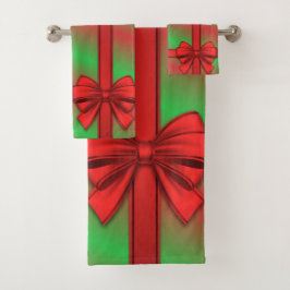 Red Green Wrapped Gift Holiday Bad Handtuch Set