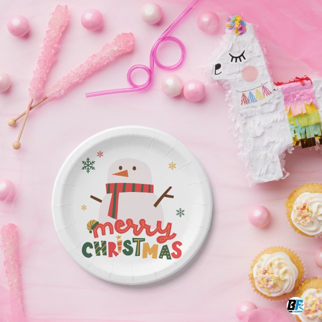 Red, Green & Yellow Elegant Merry Christmas Pappteller (Von Creator hochgeladen)