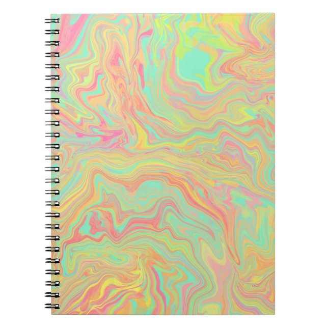 Red Green Yellow Liquid Swirl Pattern Notebook Notizblock (Vorderseite)