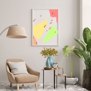 Red green yellow watercolor abstract art poster