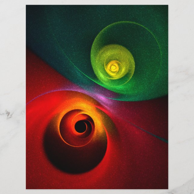 Red Green Yin Yang Modernes Abstraktes Kunstmuster (Vorderseite)