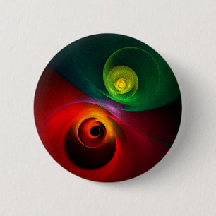 Red Green Yin Yang Modernes Abstraktes Kunstmuster Button