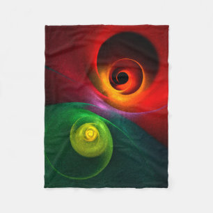Red Green Yin Yang Modernes Abstraktes Kunstmuster Fleecedecke