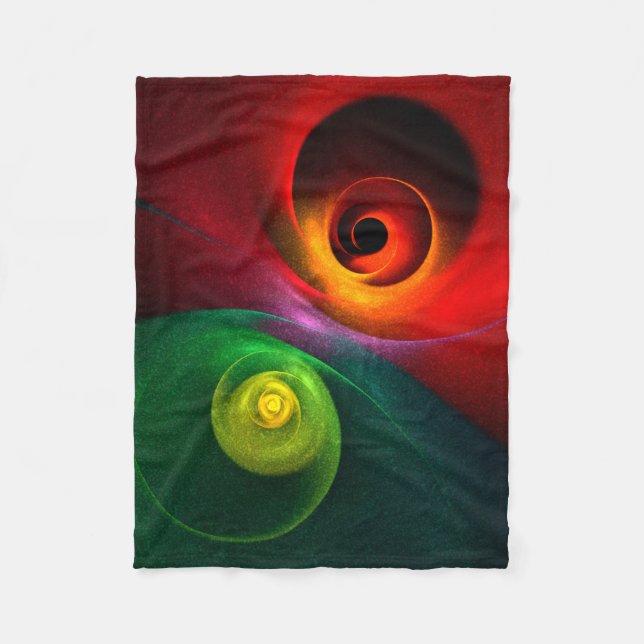 Red Green Yin Yang Modernes Abstraktes Kunstmuster Fleecedecke (Vorderseite)