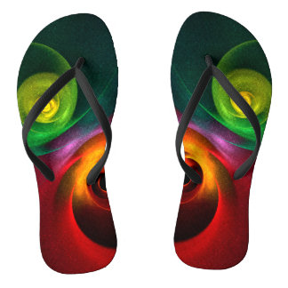 Red Green Yin Yang Modernes Abstraktes Kunstmuster Flip Flops